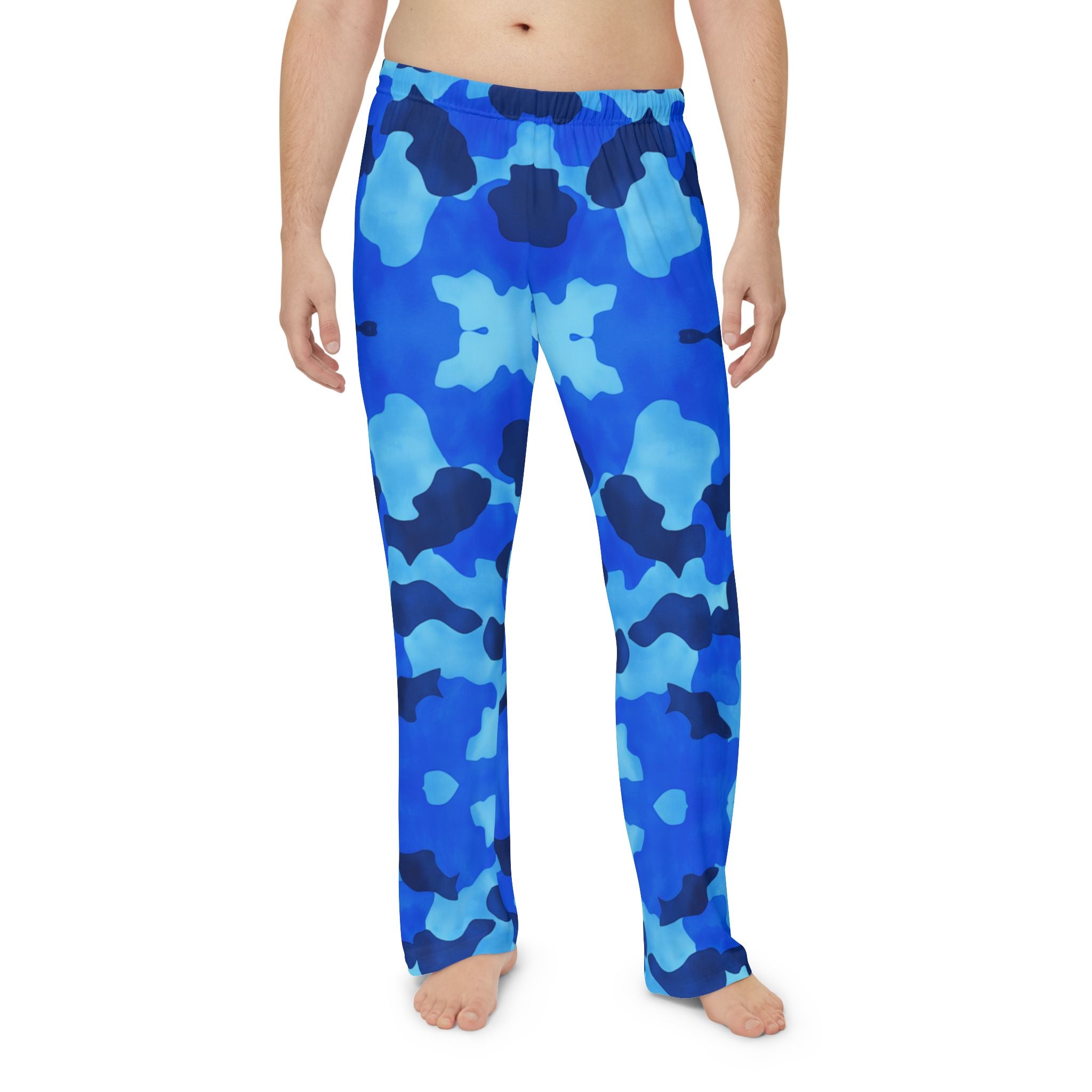 Blue Camo Men's Pajama Pants - Comfortable Sleepwear for Relaxation