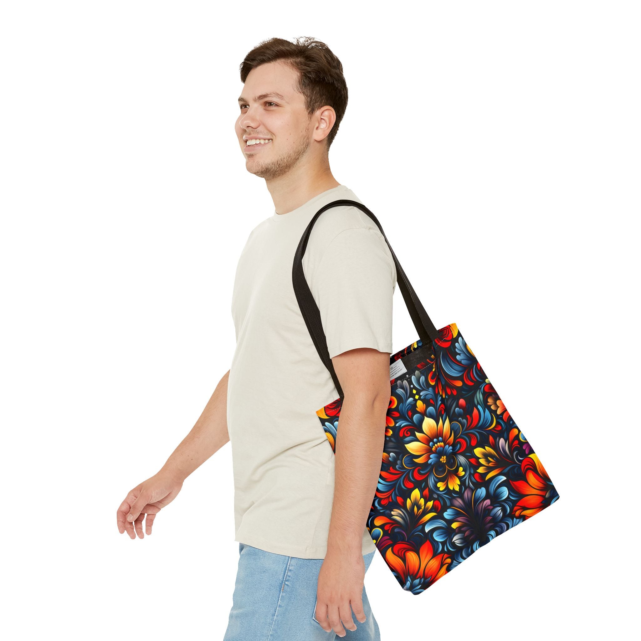 Vibrant Floral Tote Bag - Colorful Pattern for Everyday Use