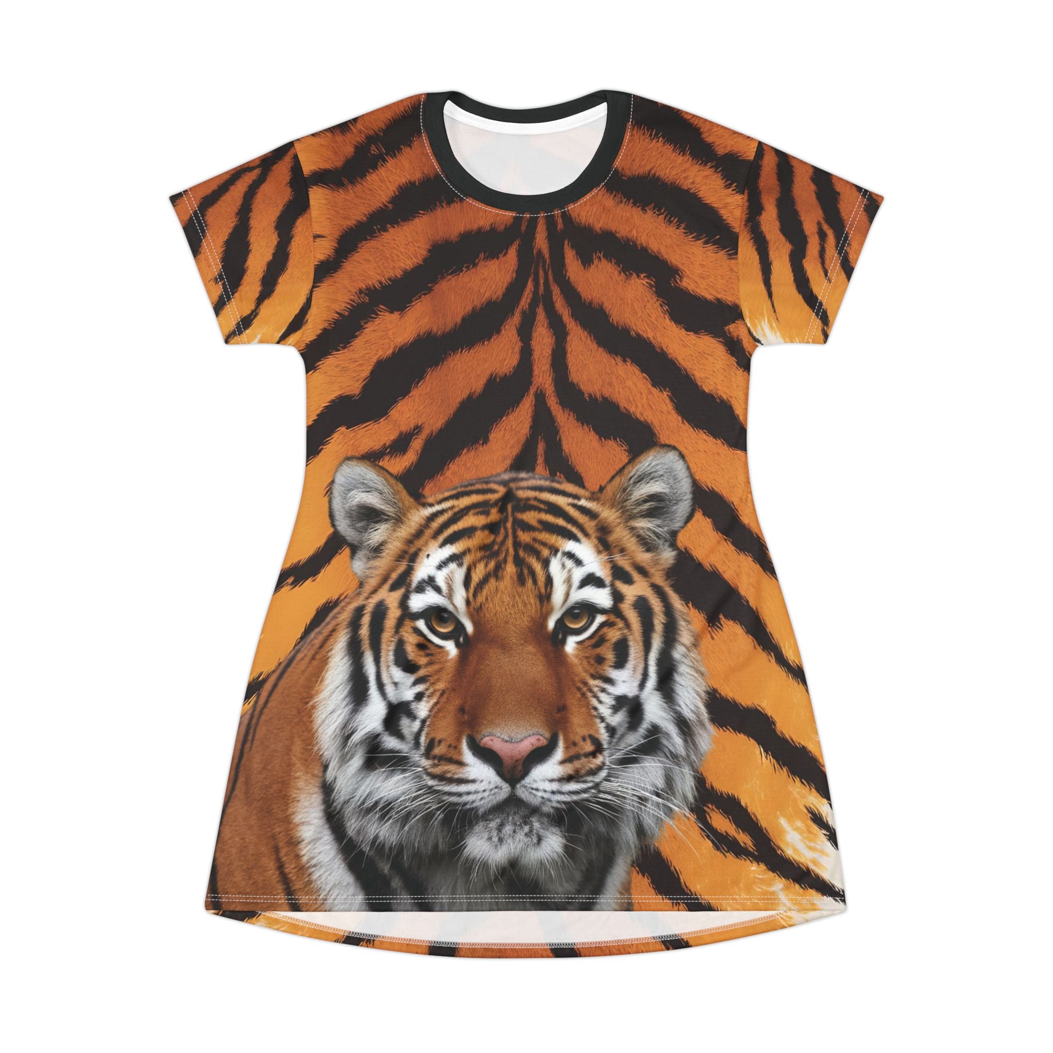 Bold Tiger Print T-Shirt Dress - Wild Animal Inspired Fashion