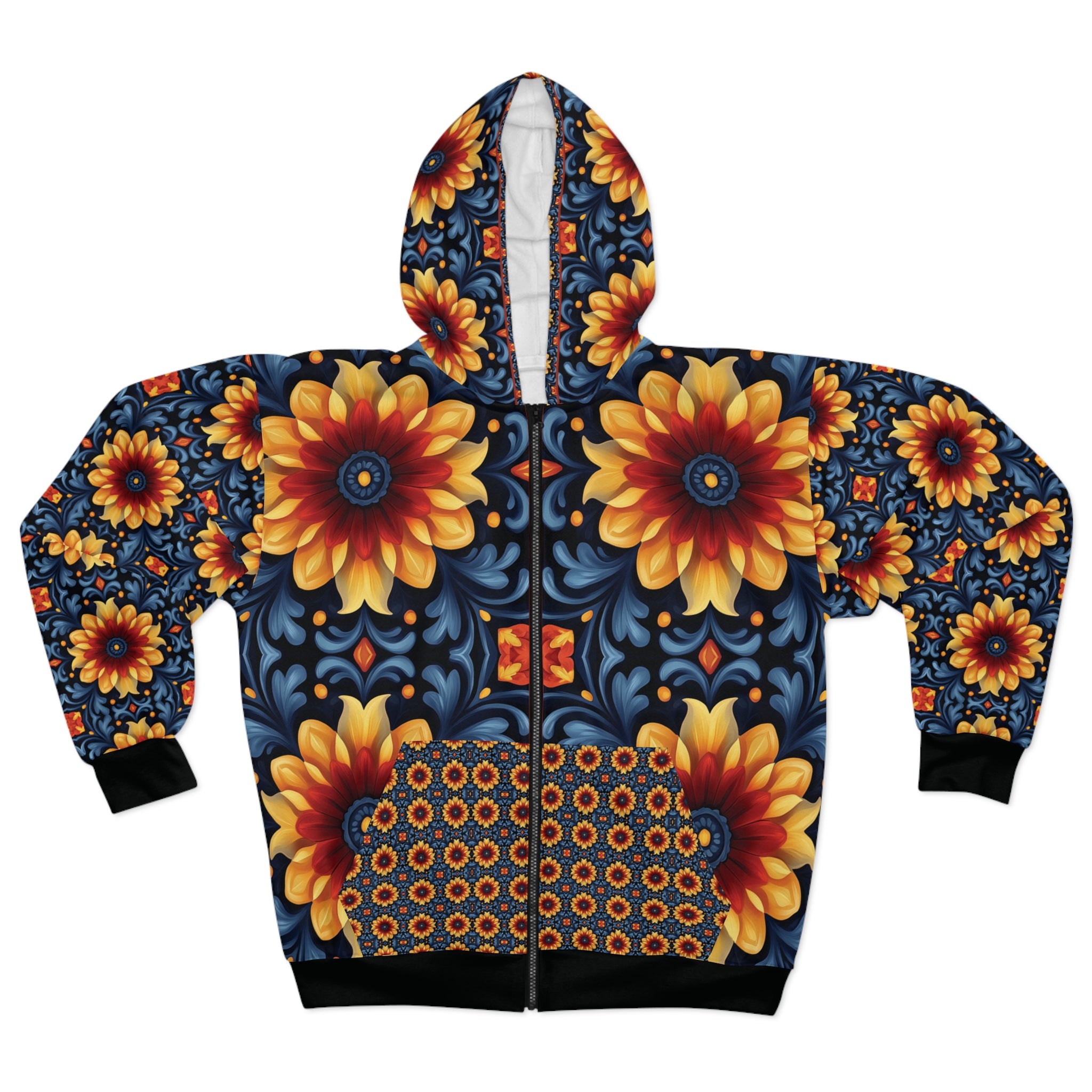 Vibrant Floral Unisex Zip Hoodie – Cozy Spring Style