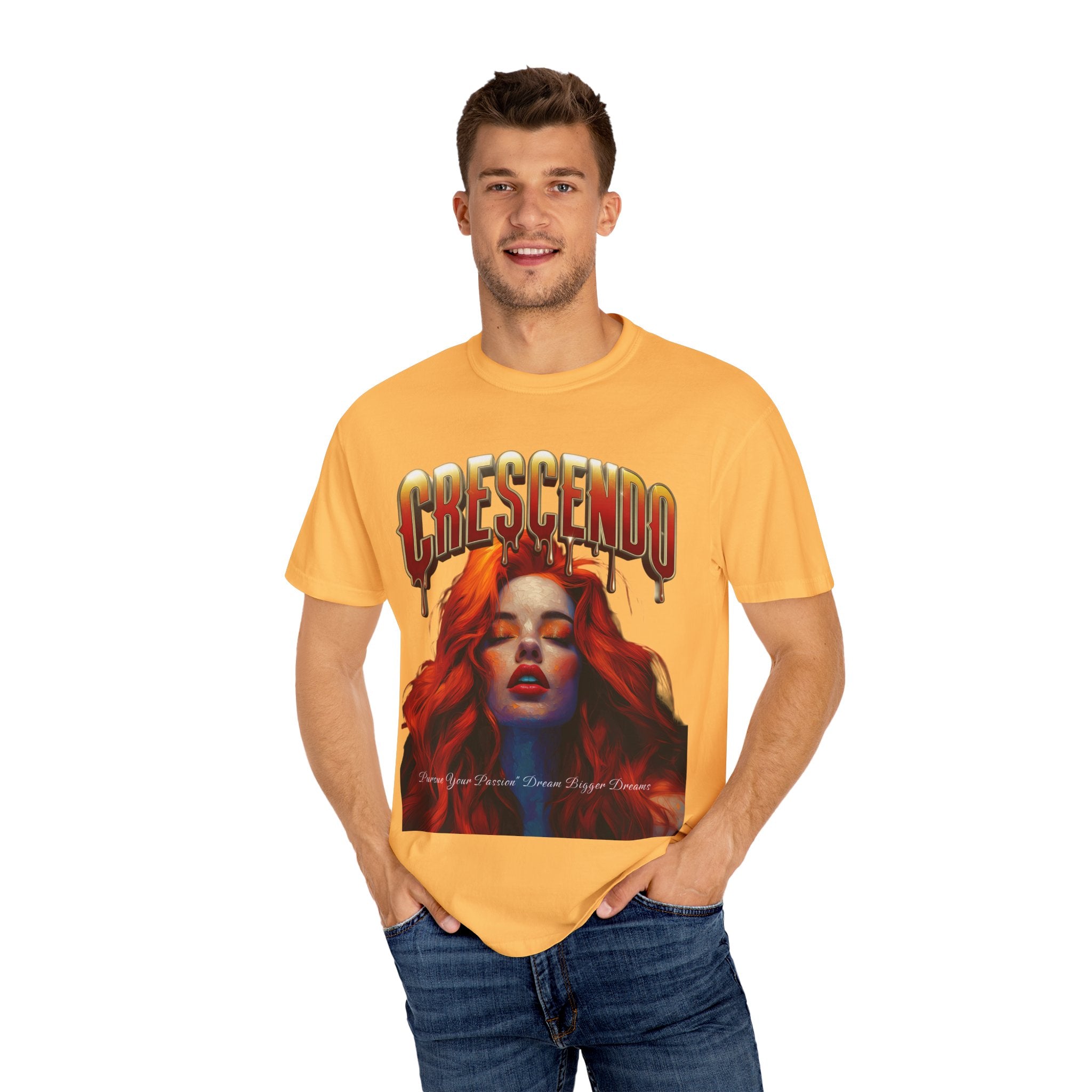 CRESCENDO a shirt with a message Take your life to the highest heights Unisex Garment-Dyed T-Shirt - Vibrant Artistic Tee