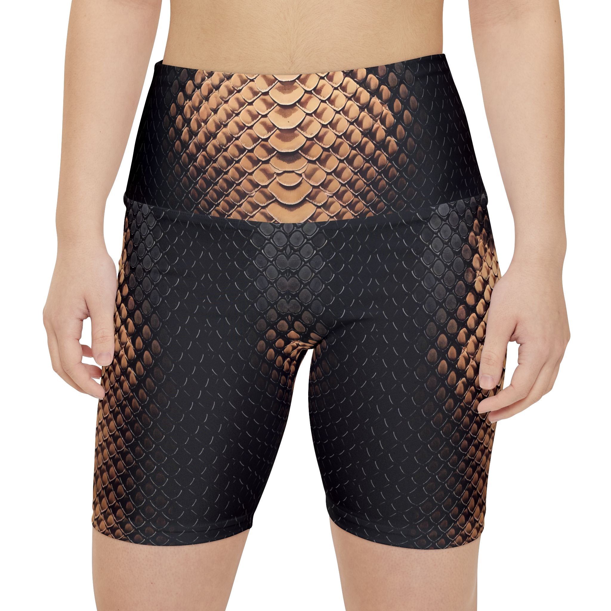 Stylish Python Print Women's Workout Shorts for Gym & Fitness