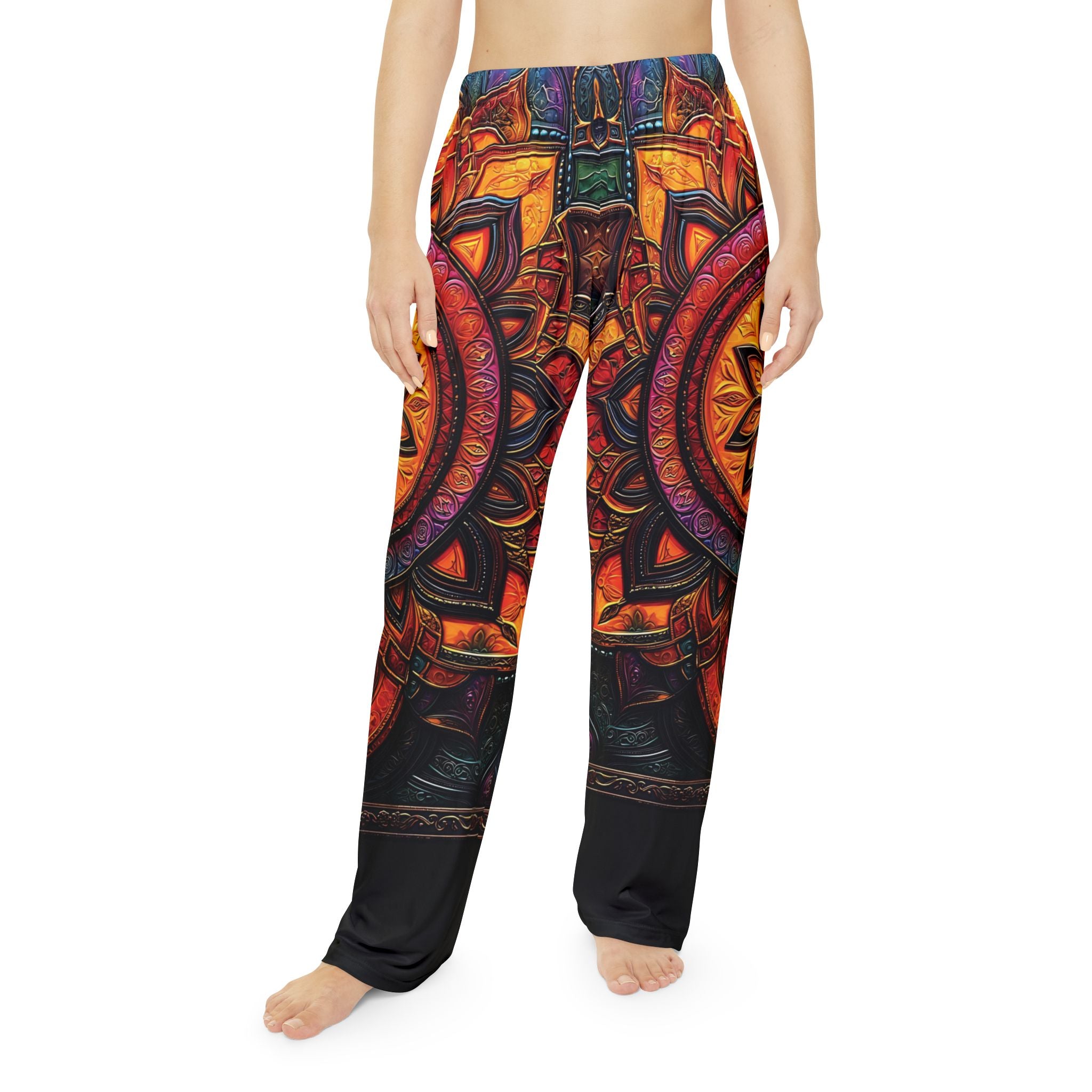 Bohemian Mandala Women's Pajama Pants - Vibrant Colorful Design for Cozy Nights