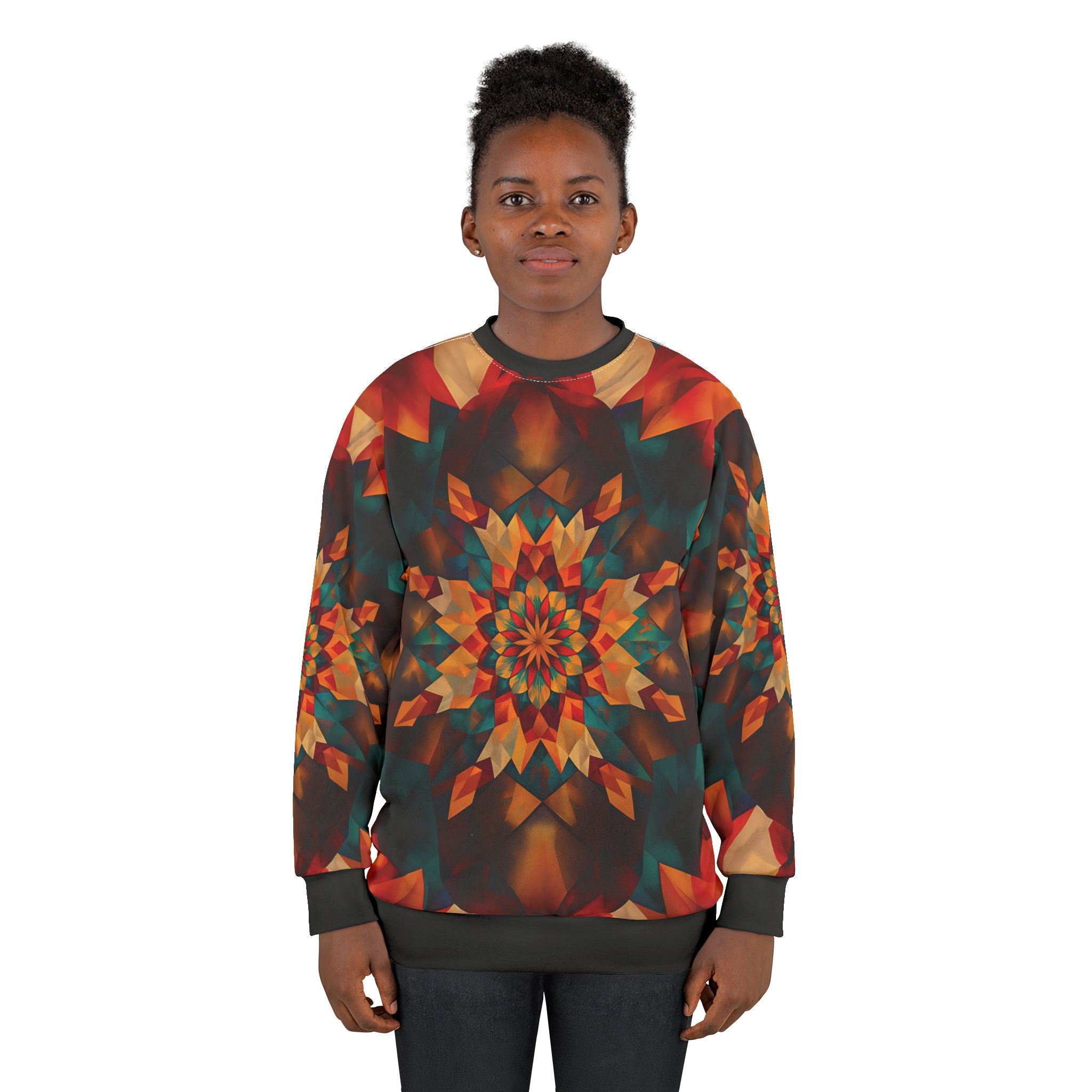 Vibrant Kaleidoscope Unisex Sweatshirt – Cozy Autumn Apparel for Warmth and Style