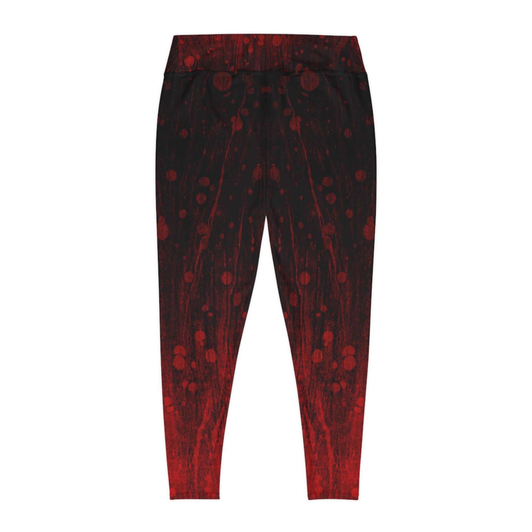 Woman Plus Size Graphic Leggings - Bold Red & Black Design for Fitness and Fashion