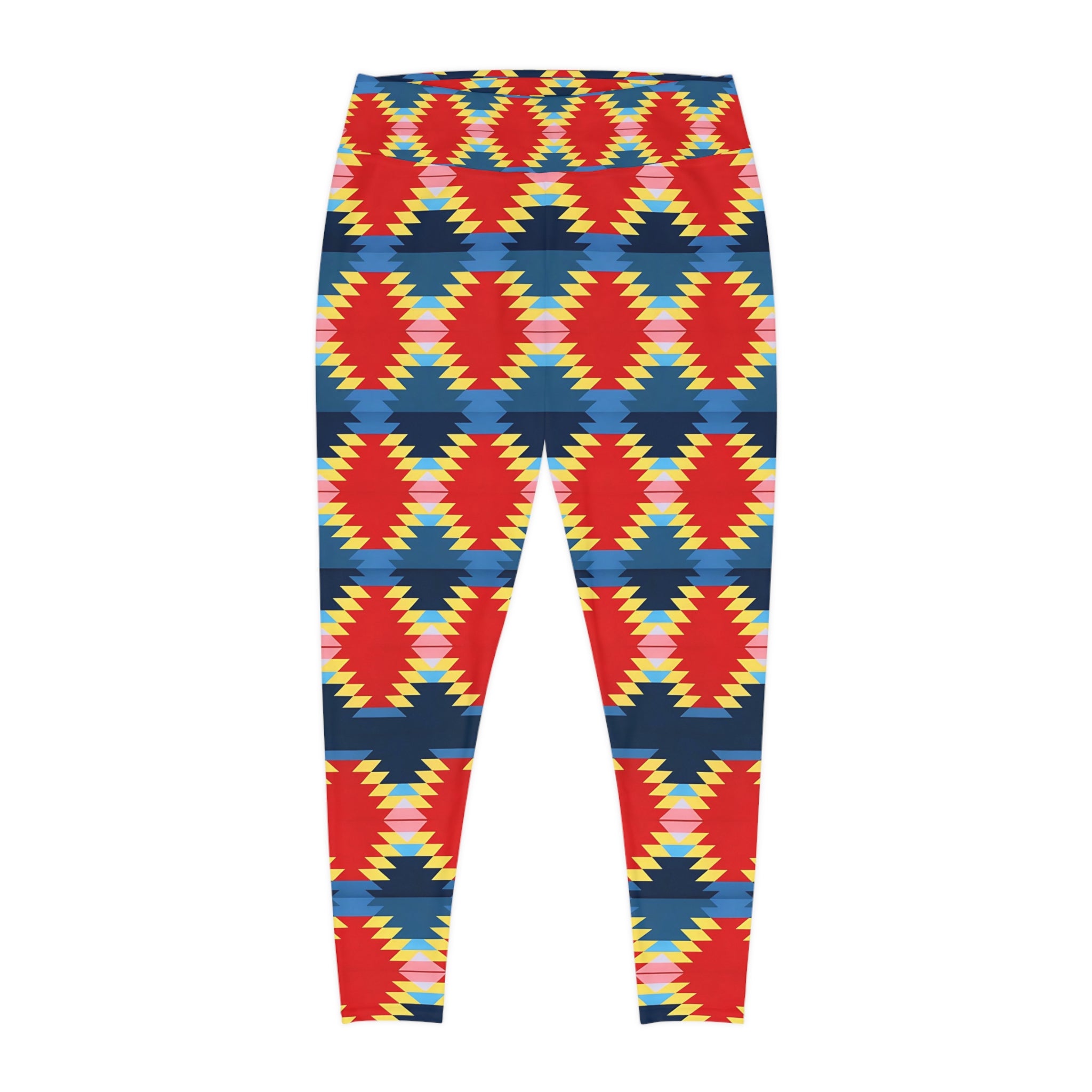 Vibrant Plus Size Leggings - Colorful Geometric Pattern for Comfort and Style