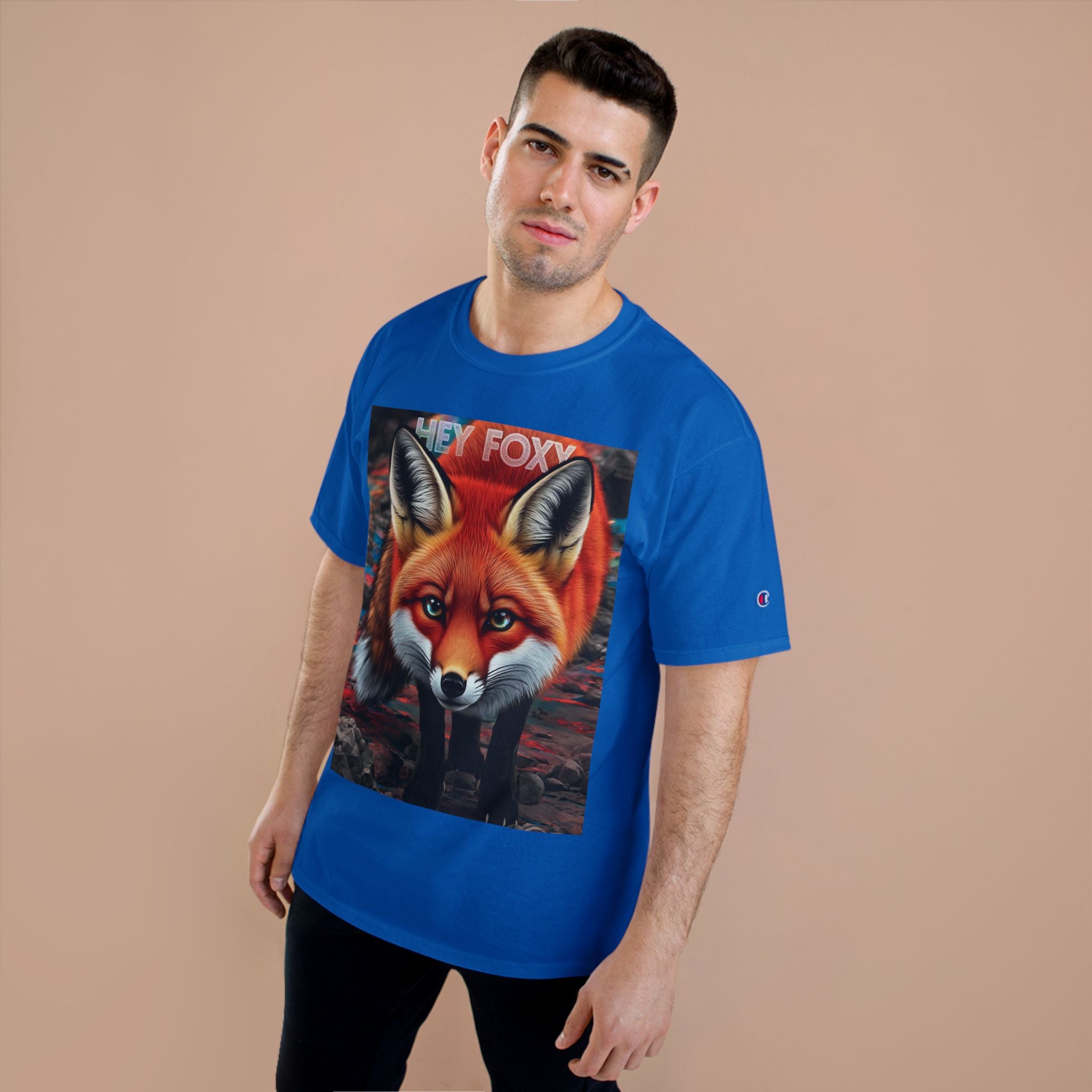 Hey Foxy Champion T-Shirt – Cute Fox Graphic Tee for Nature Lovers