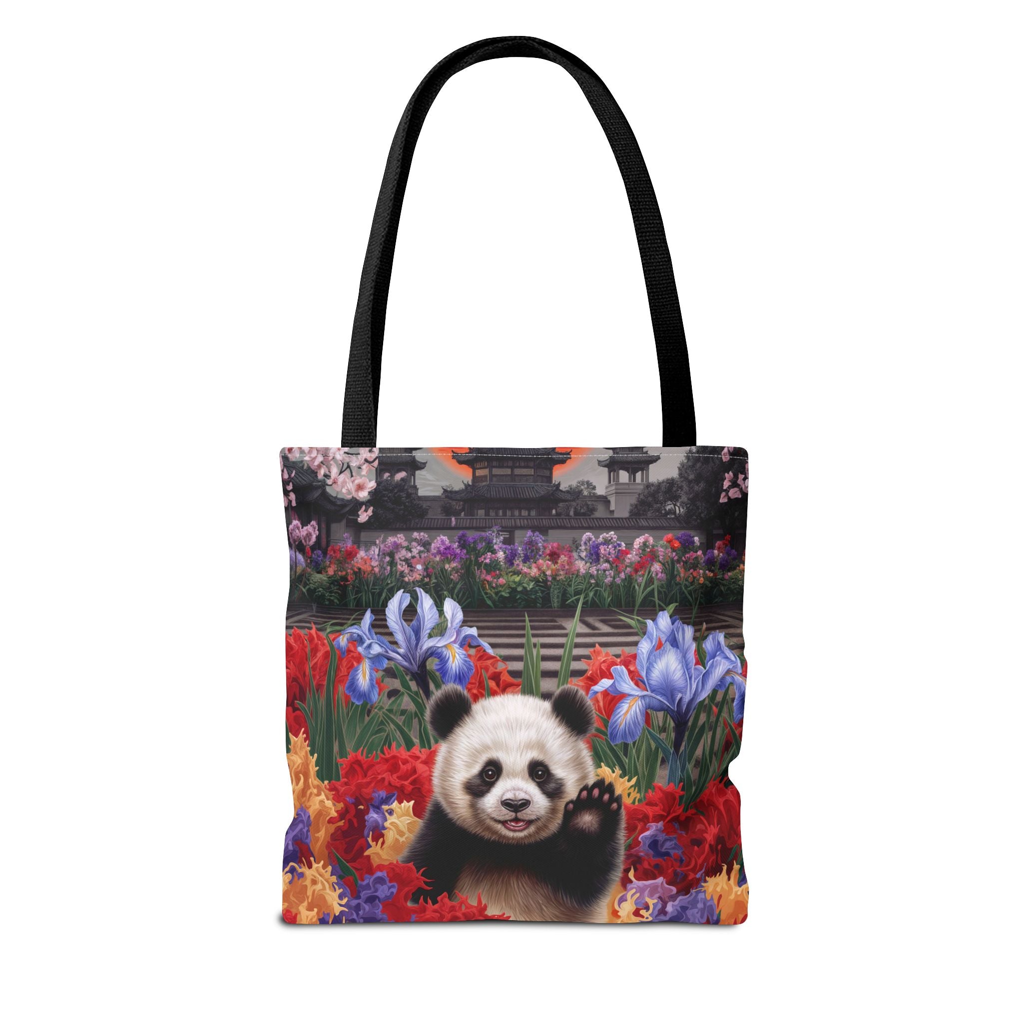 Whimsical Panda Floral Tote Bag - Cute and Colorful Design for Nature Lovers