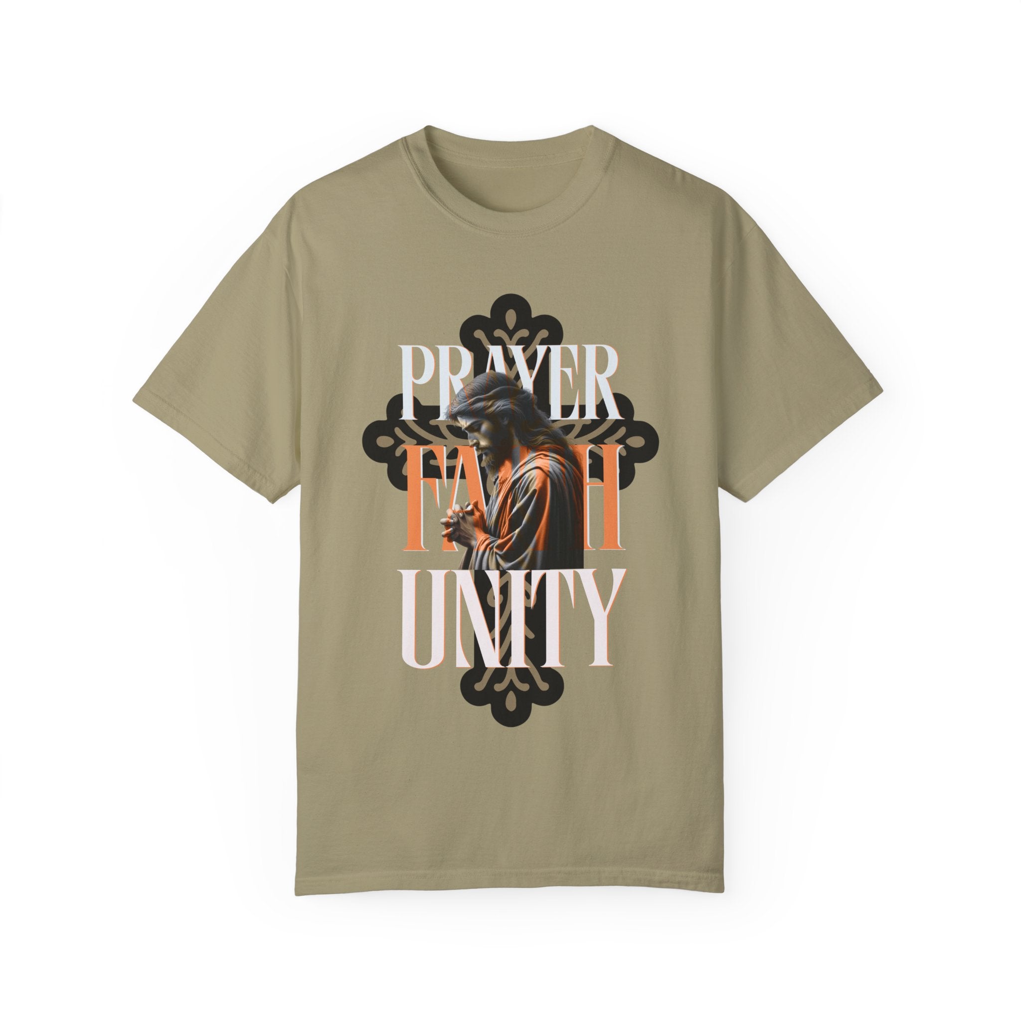 Garment-Dyed Faith & Unity T-Shirt - Prayer Design