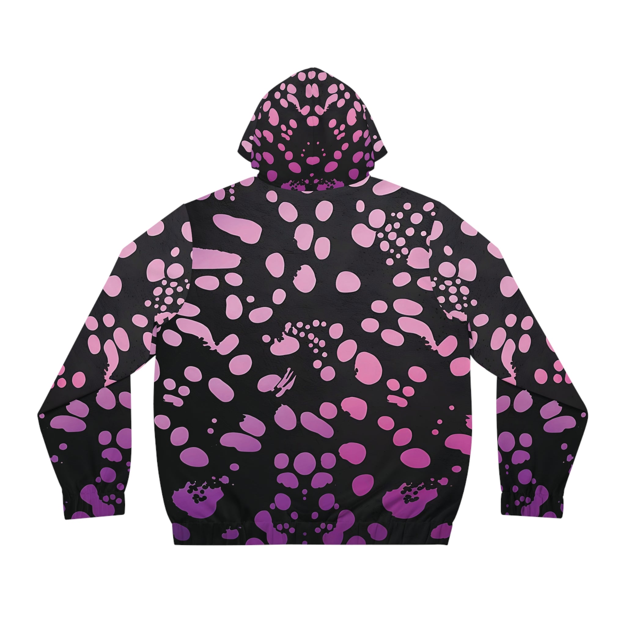 New Trendy Men's Full-Zip Hoodie with Abstract Pink Polka Dot Design