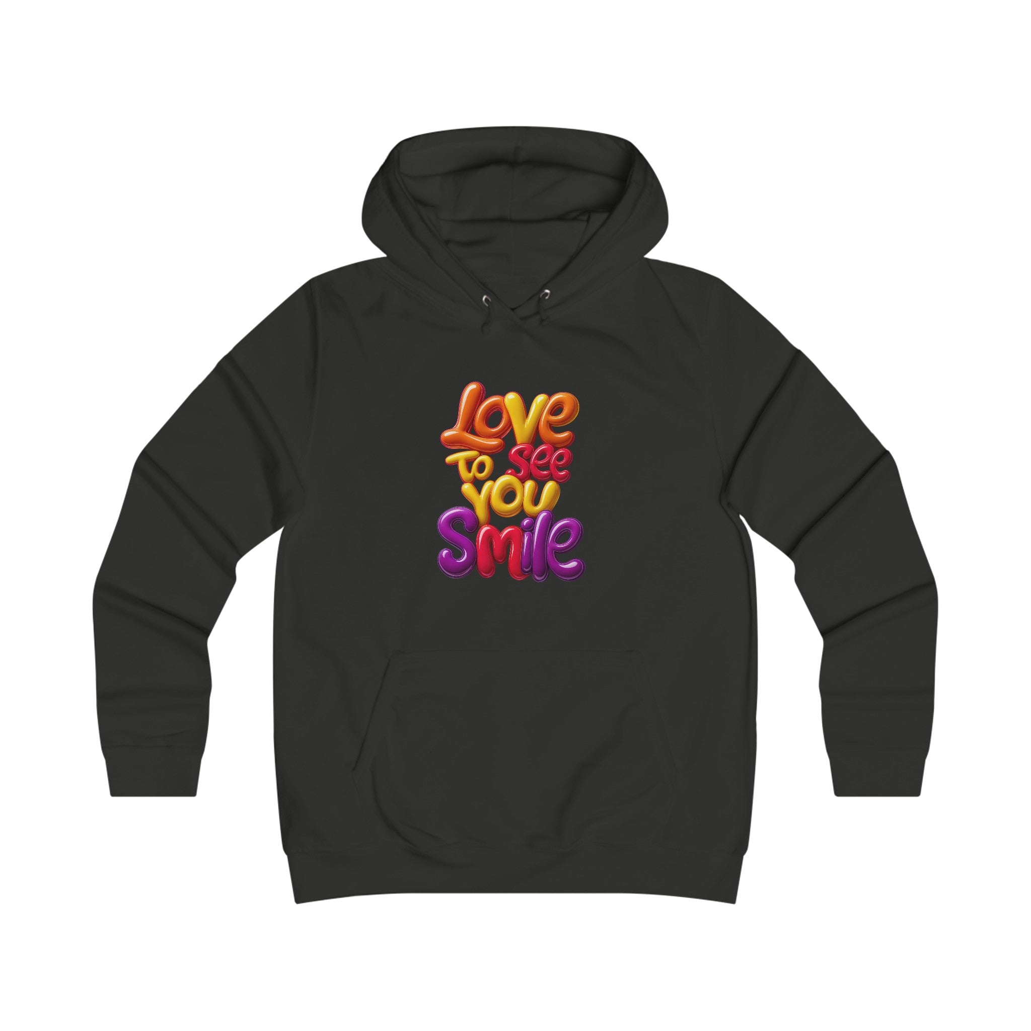 Girlie College Hoodie: 3D. Love to see you smile