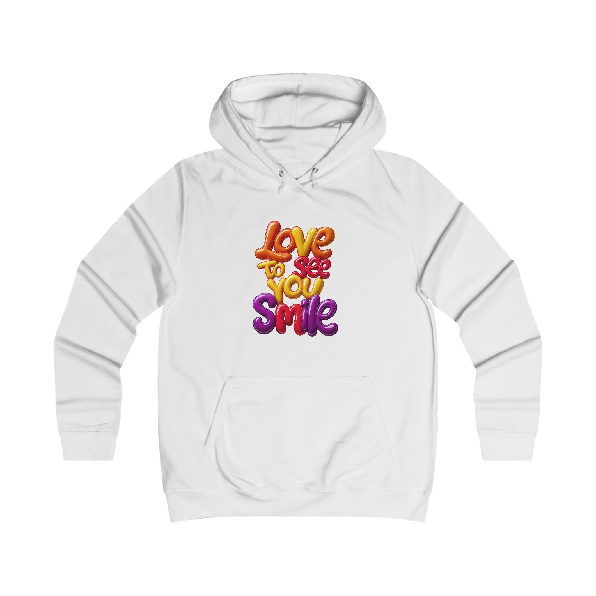 Girlie College Hoodie: 3D. Love to see you smile