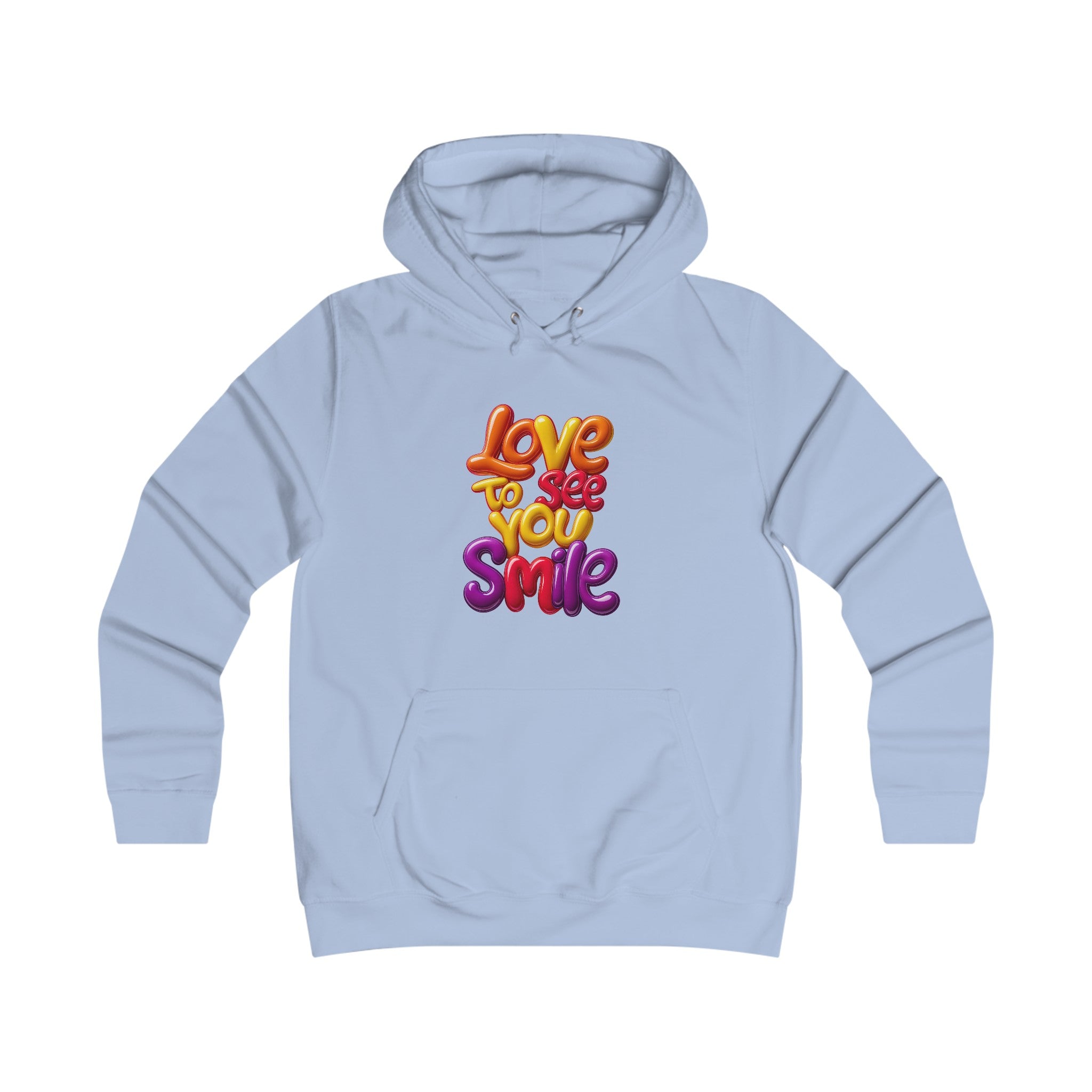 Girlie College Hoodie: 3D. Love to see you smile