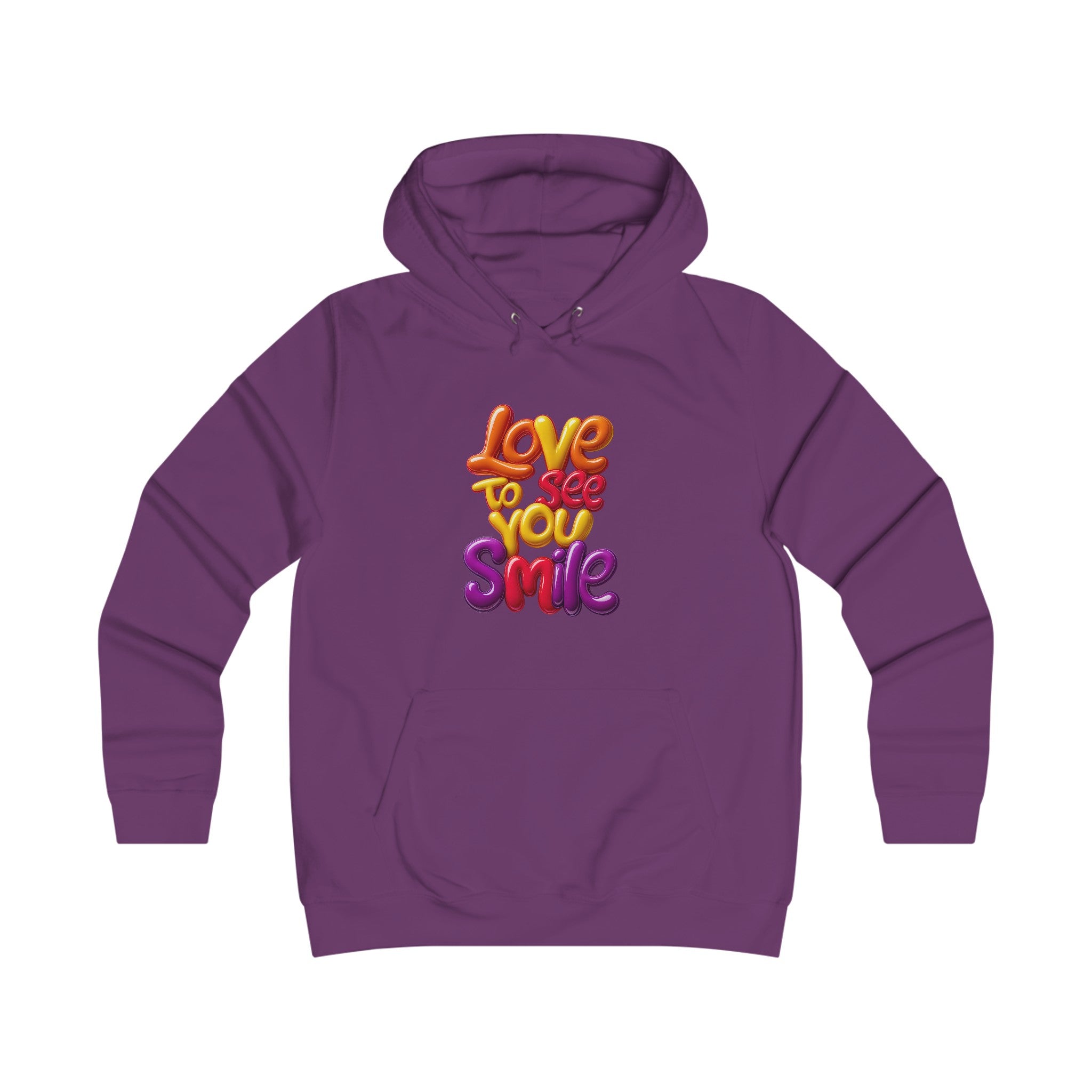 Girlie College Hoodie: 3D. Love to see you smile