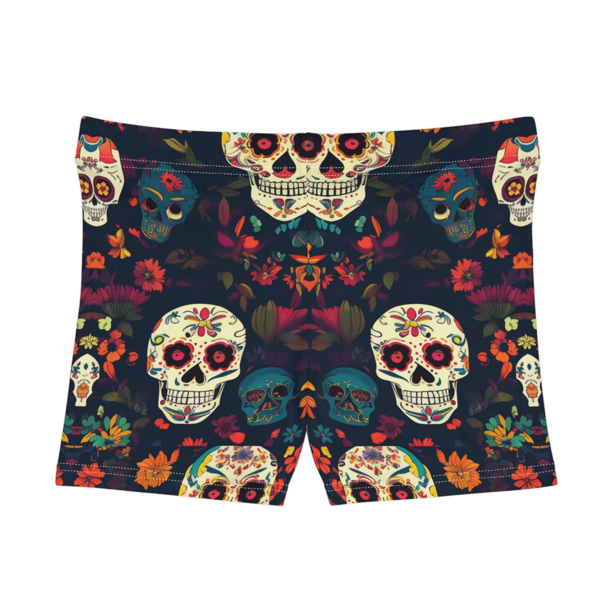 Women's Floral Skull Print Shorts - Boho Chic Summer Vibes