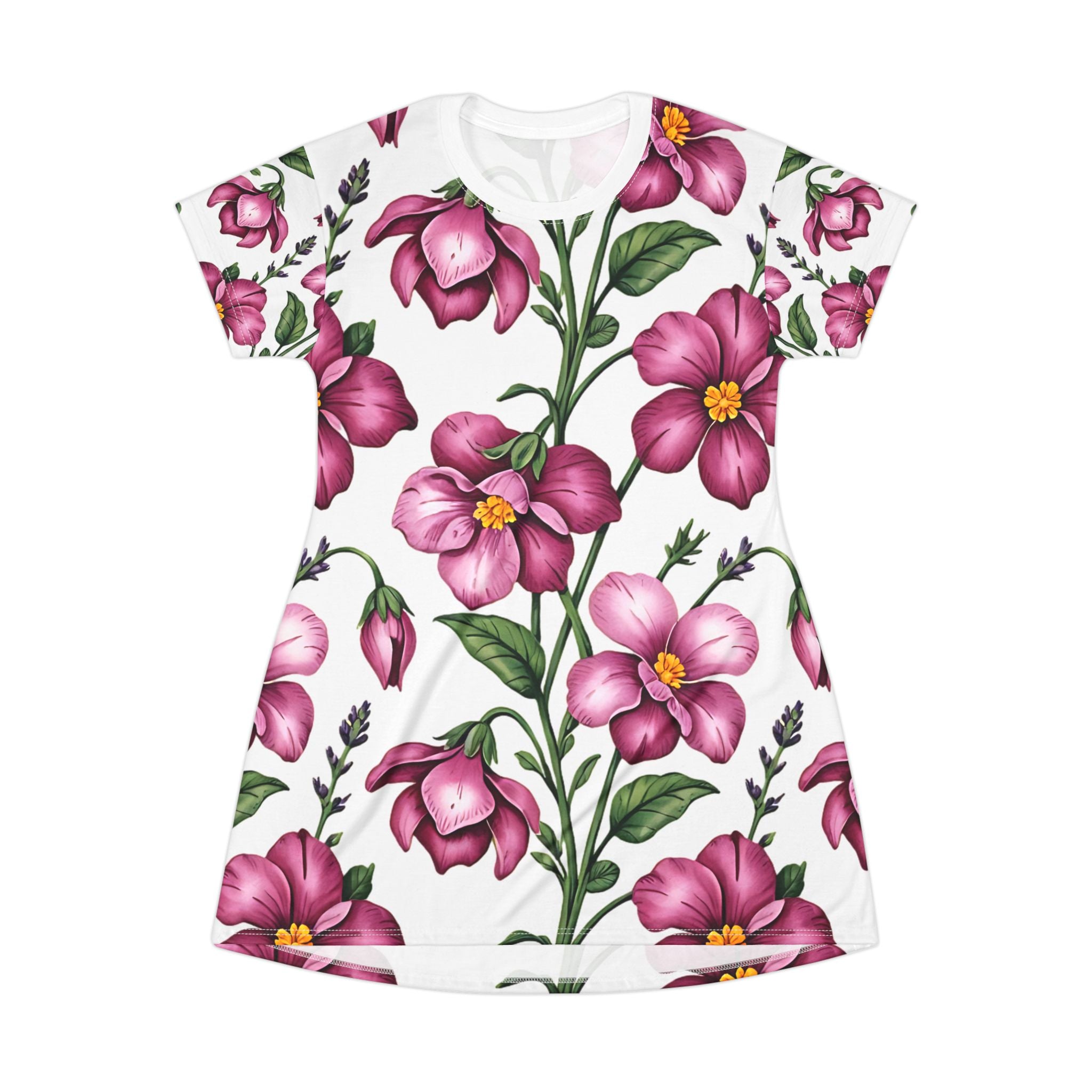 Floral T-Shirt Dress - Elegant, Comfortable Everyday Wear for Spring & Summer - Angel Body