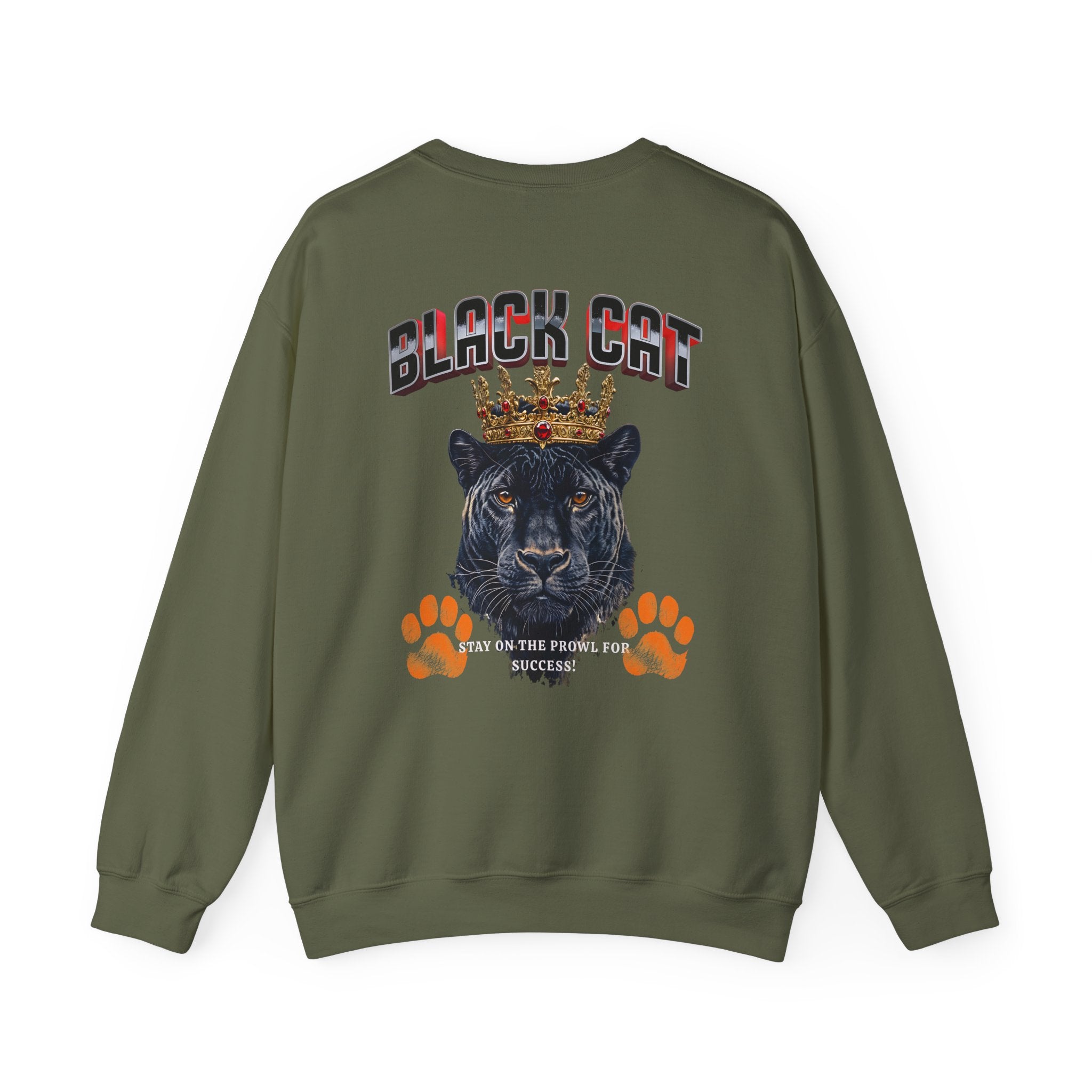 Black Cat Crowned Sweatshirt - Unisex Heavy Blend™, Stay on the Prowl for Success!