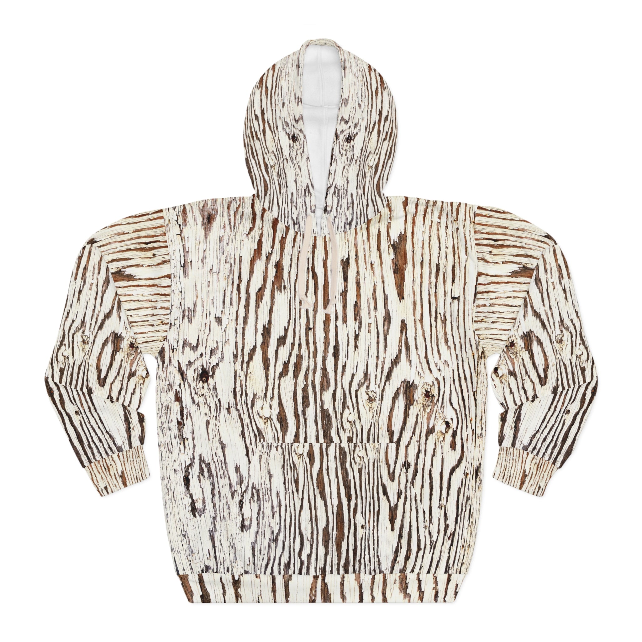 Rustic Wood Print Unisex Pullover Hoodie - Cozy Nature-Inspired Style