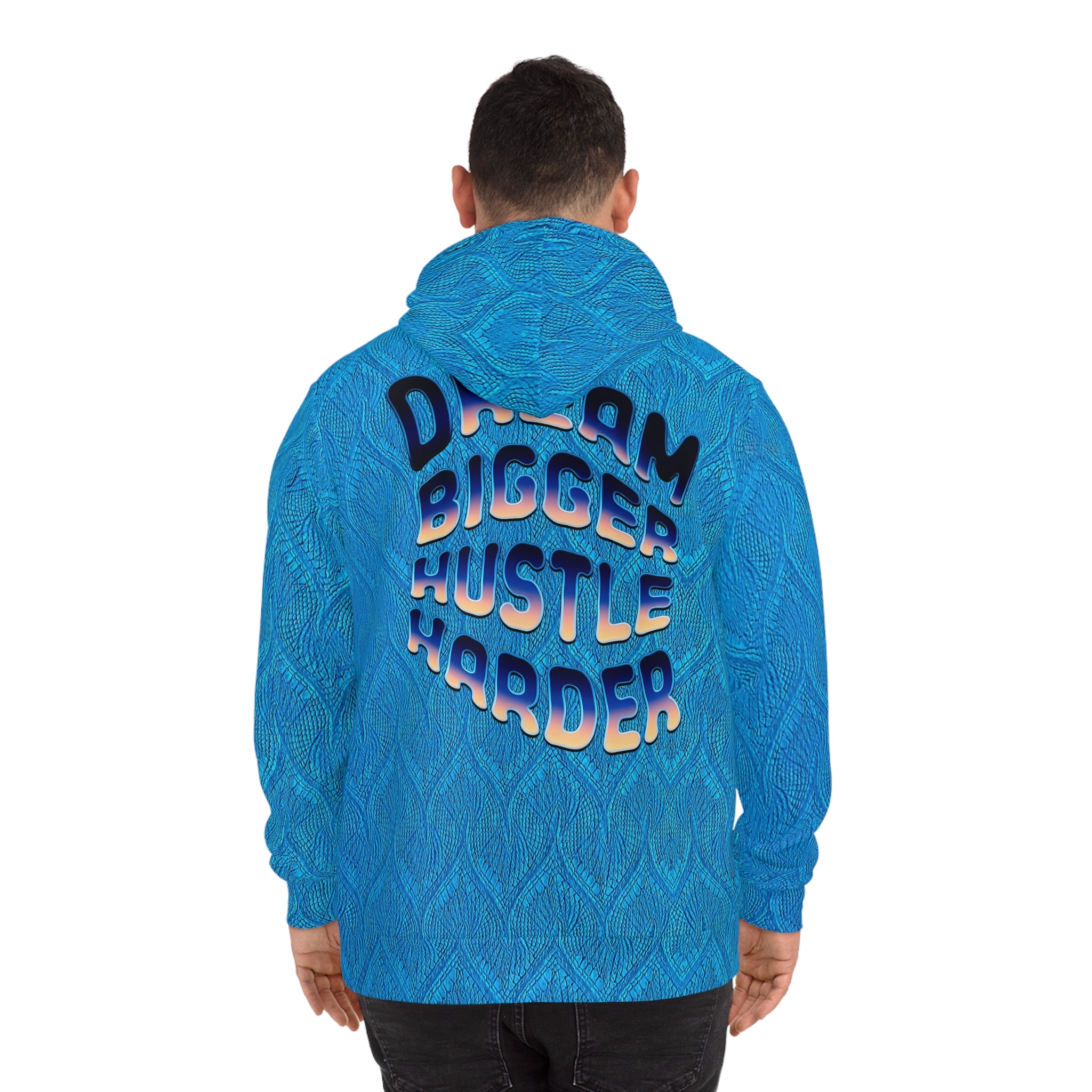 Trendy Dream Bigger Unisex Hoodie - Vibrant Blue with Inspirational Quote