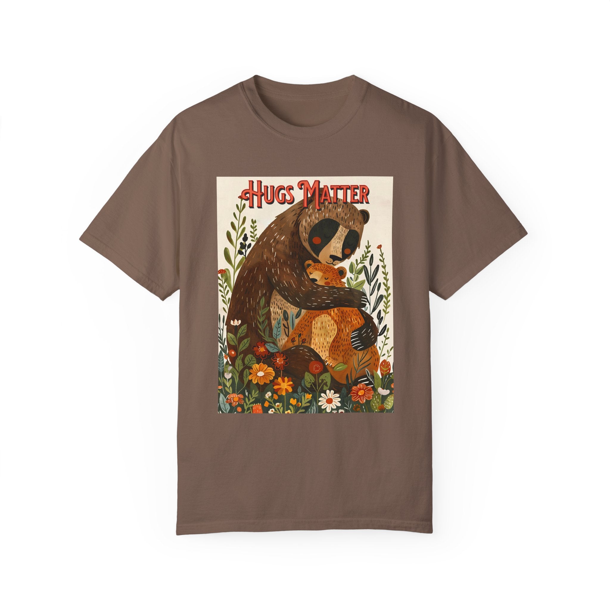 Hugs Matter Unisex Garment-Dyed T-Shirt - Cozy Wildlife Art - Angel Body