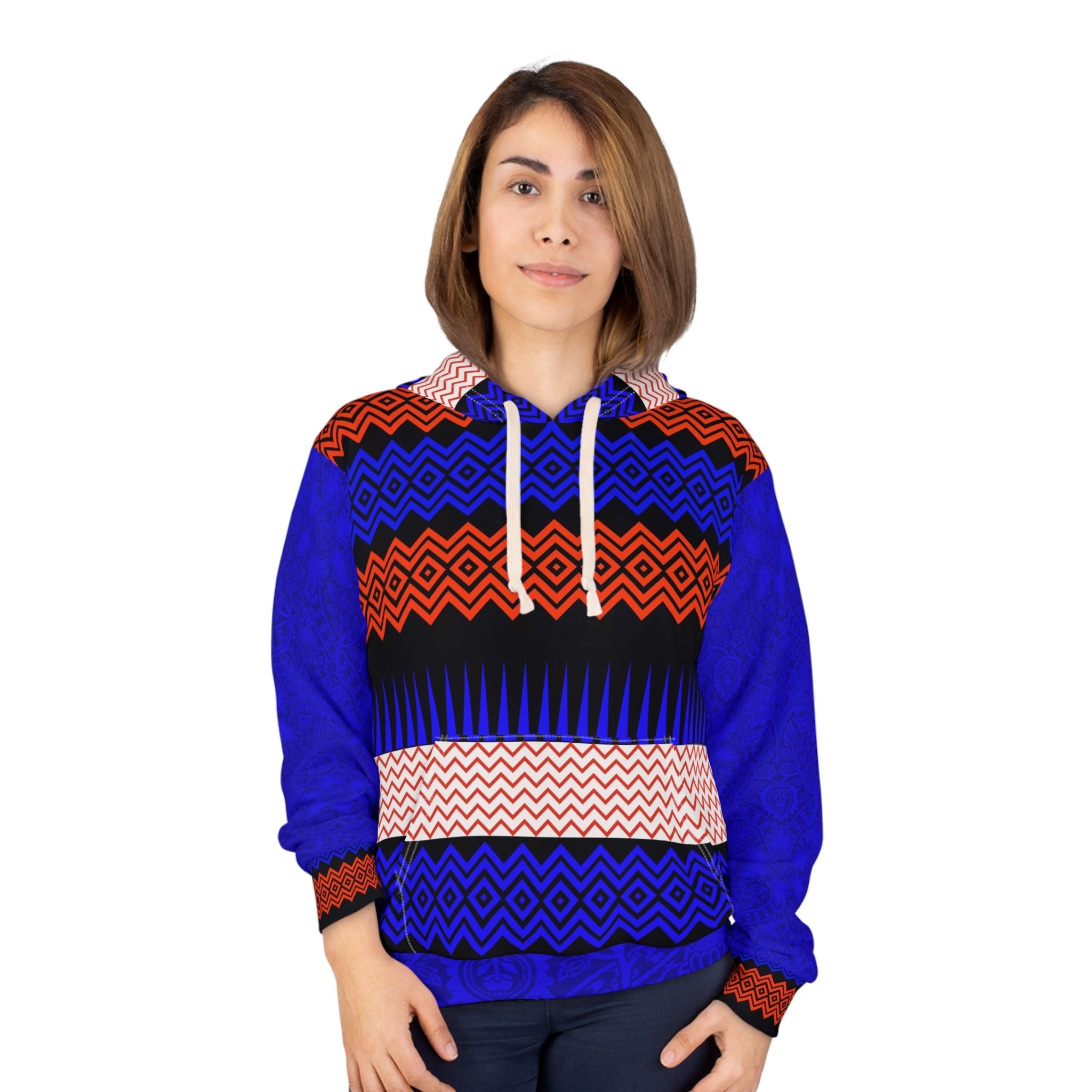 Vibrant Geometric Unisex Pullover Hoodie | Stylish & Colorful Fashion - Angel Body