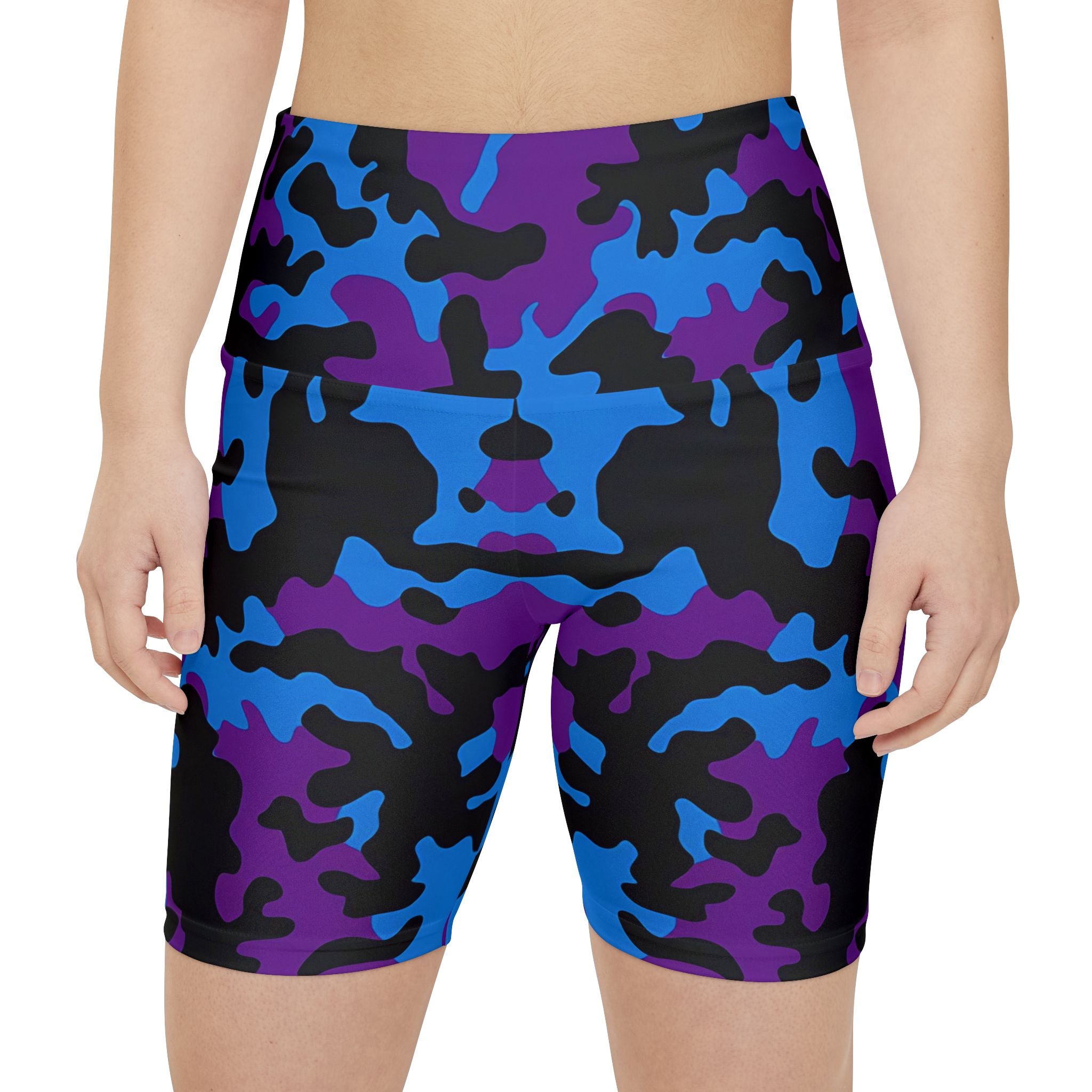 Vibrant Camo Women's Workout Shorts for Fitness & Active Lifestyle