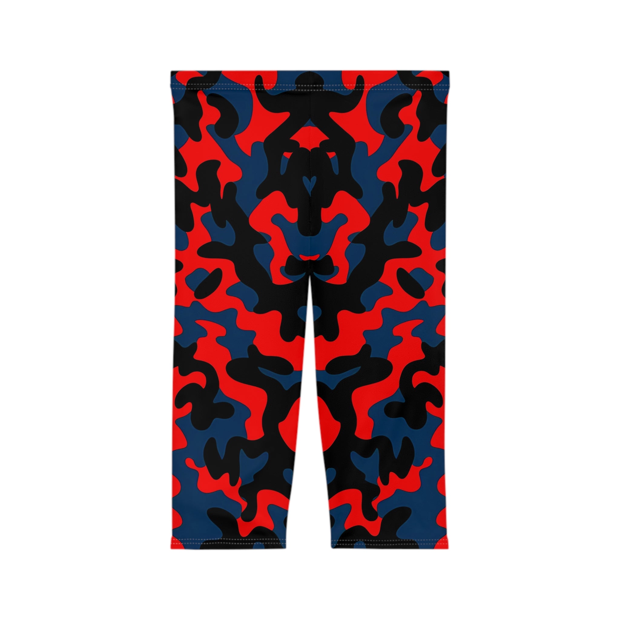 Bold Red & Black Camo Women’s Capri Leggings for Active Lifestyle