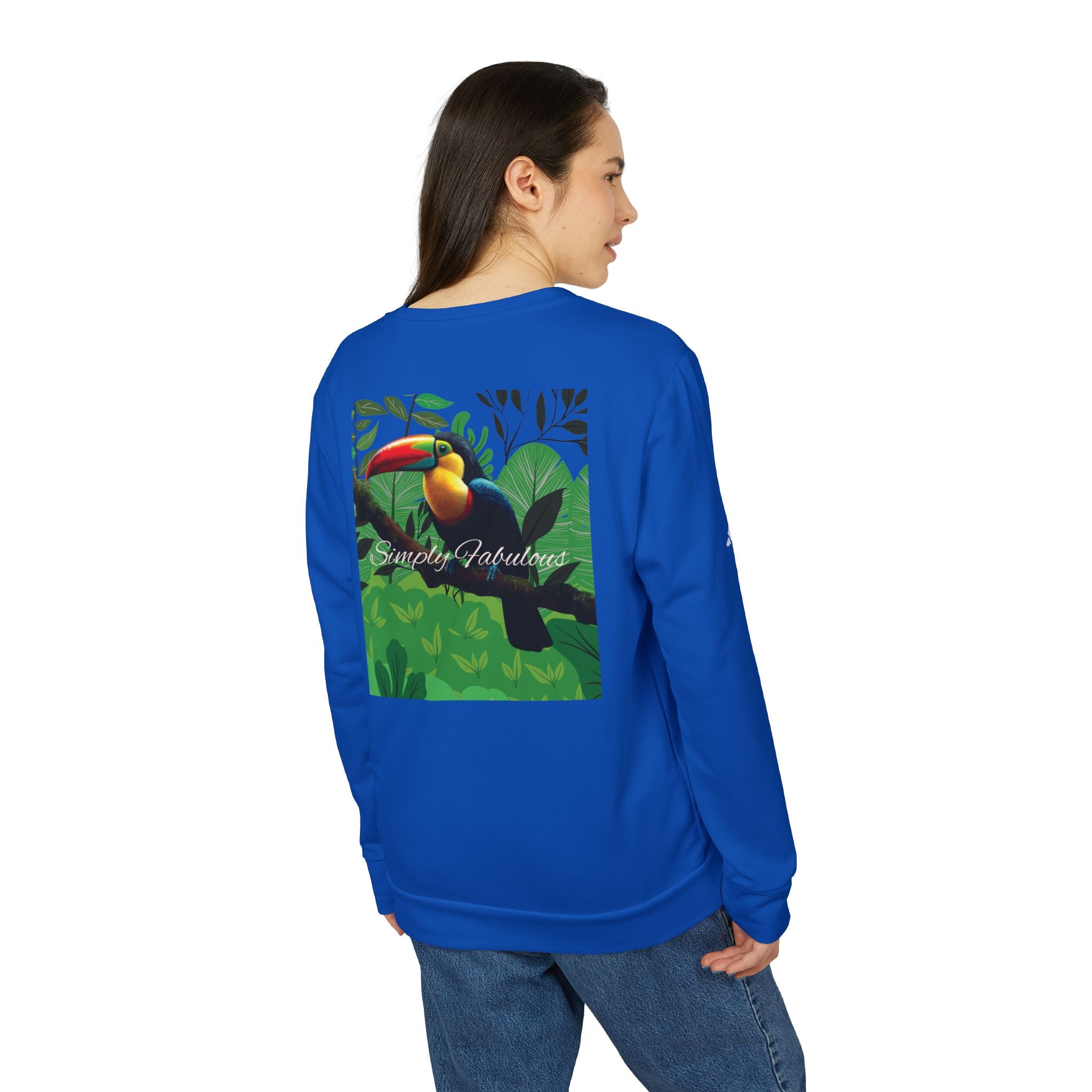 Adidas Unisex Fleece Crewneck Sweatshirt - Simply Fabulous Tropical Toucan Design