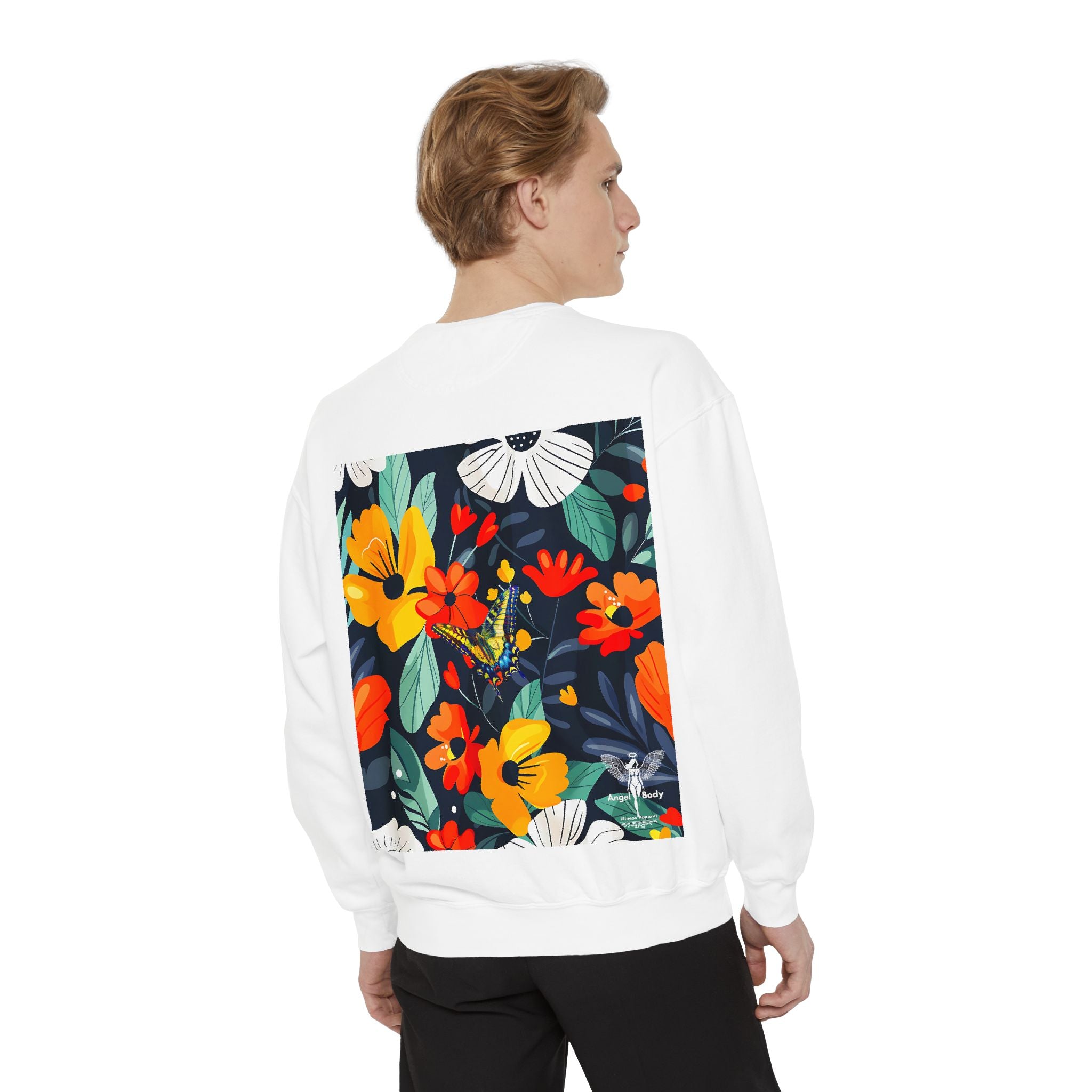 Vibrant Floral Unisex Garment-Dyed Sweatshirt - Perfect for Spring Celebrations