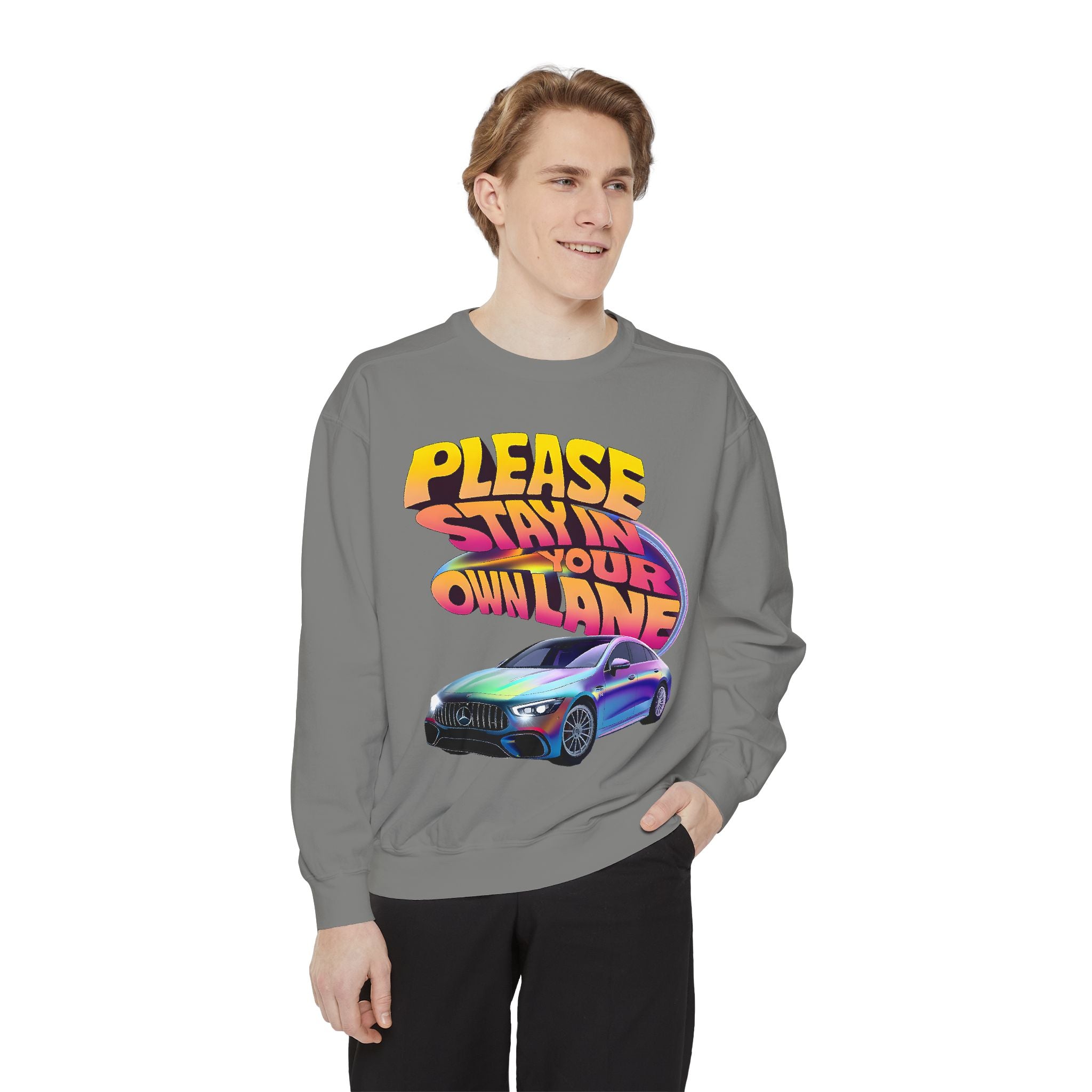 Retro Graphic Sweatshirt, Stay in Your Lane Sweatshirt, Unisex Comfortable Sweatshirt, Funny Sweatshirt, Gift for Car Lovers, Casual [...] - Angel Body