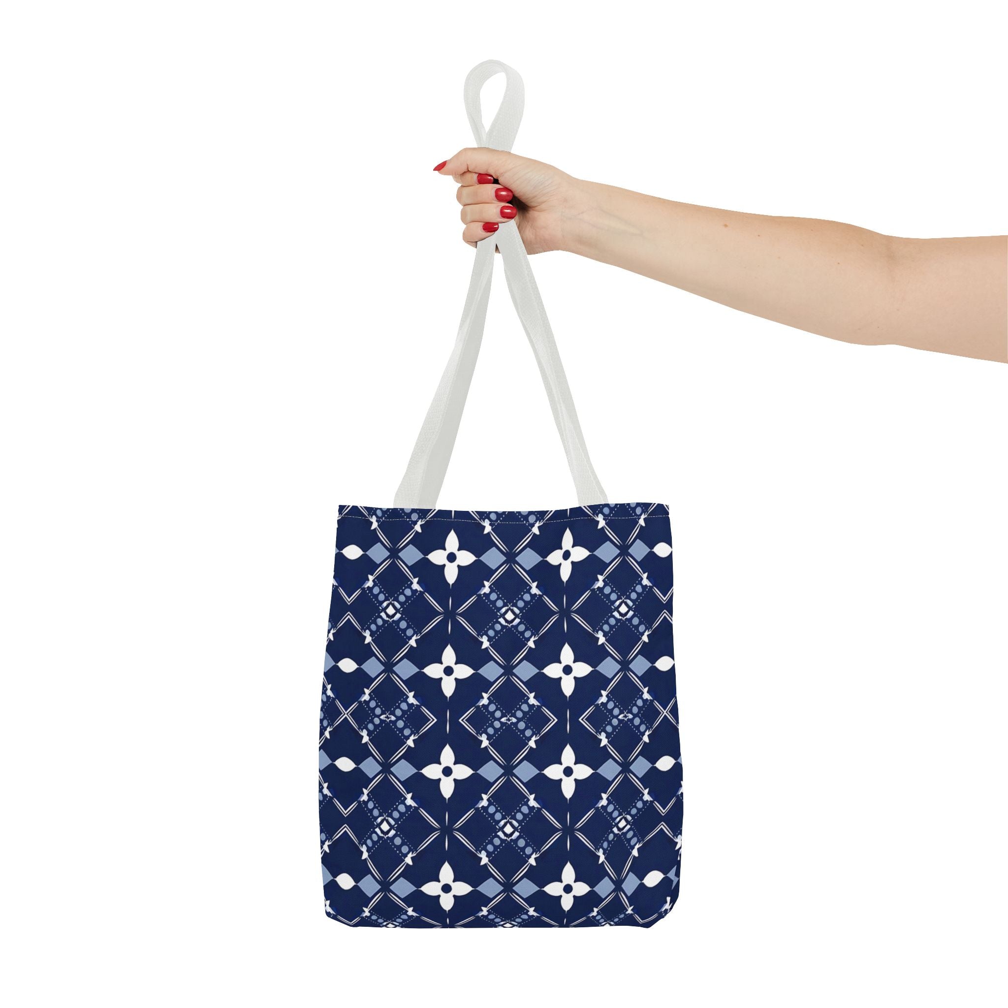 Navy Floral Pattern Tote Bag - Stylish & Versatile for Everyday Use