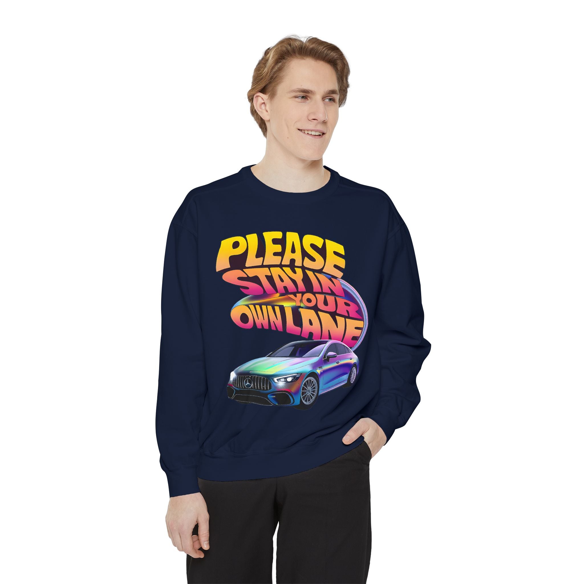 Retro Graphic Sweatshirt, Stay in Your Lane Sweatshirt, Unisex Comfortable Sweatshirt, Funny Sweatshirt, Gift for Car Lovers, Casual [...] - Angel Body