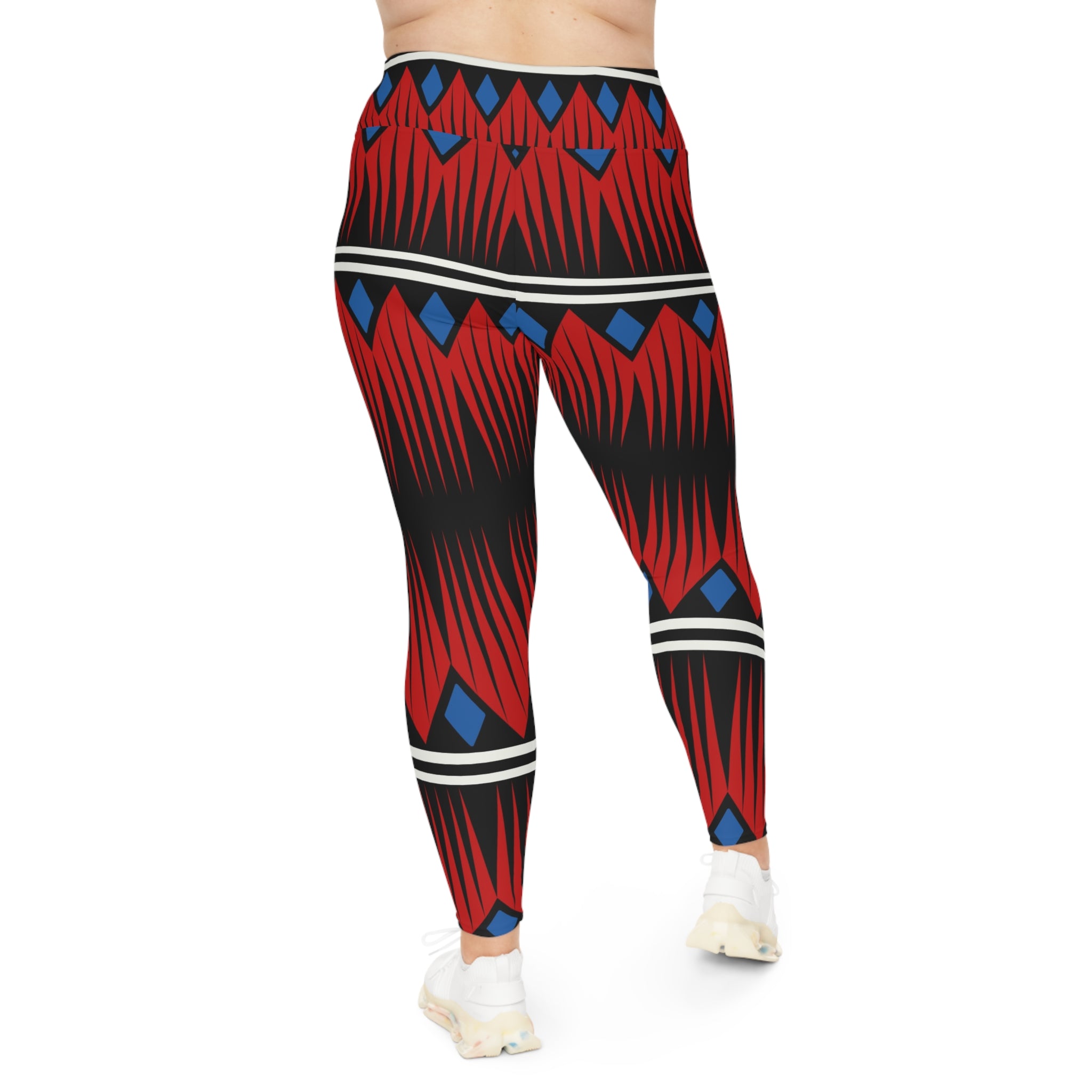 Woman's Bold Tribal Print Plus Size Leggings for Active Comfort