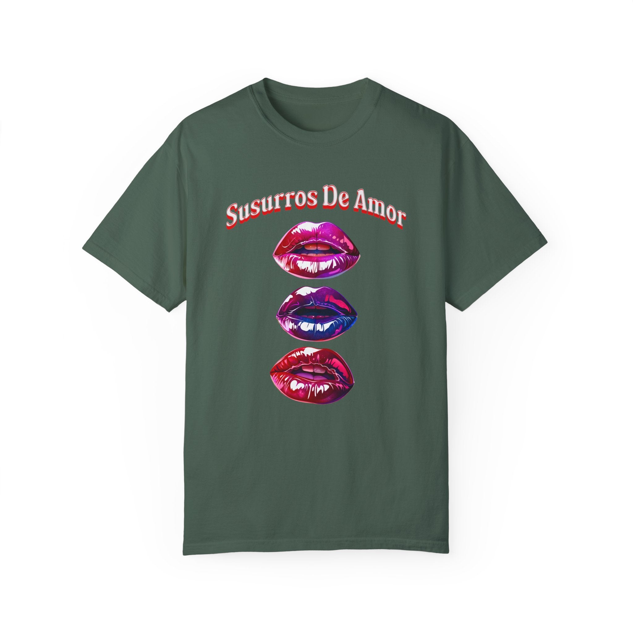 Woman's  Susurros De Amor Garment-Dyed T-Shirt for Love Enthusiasts