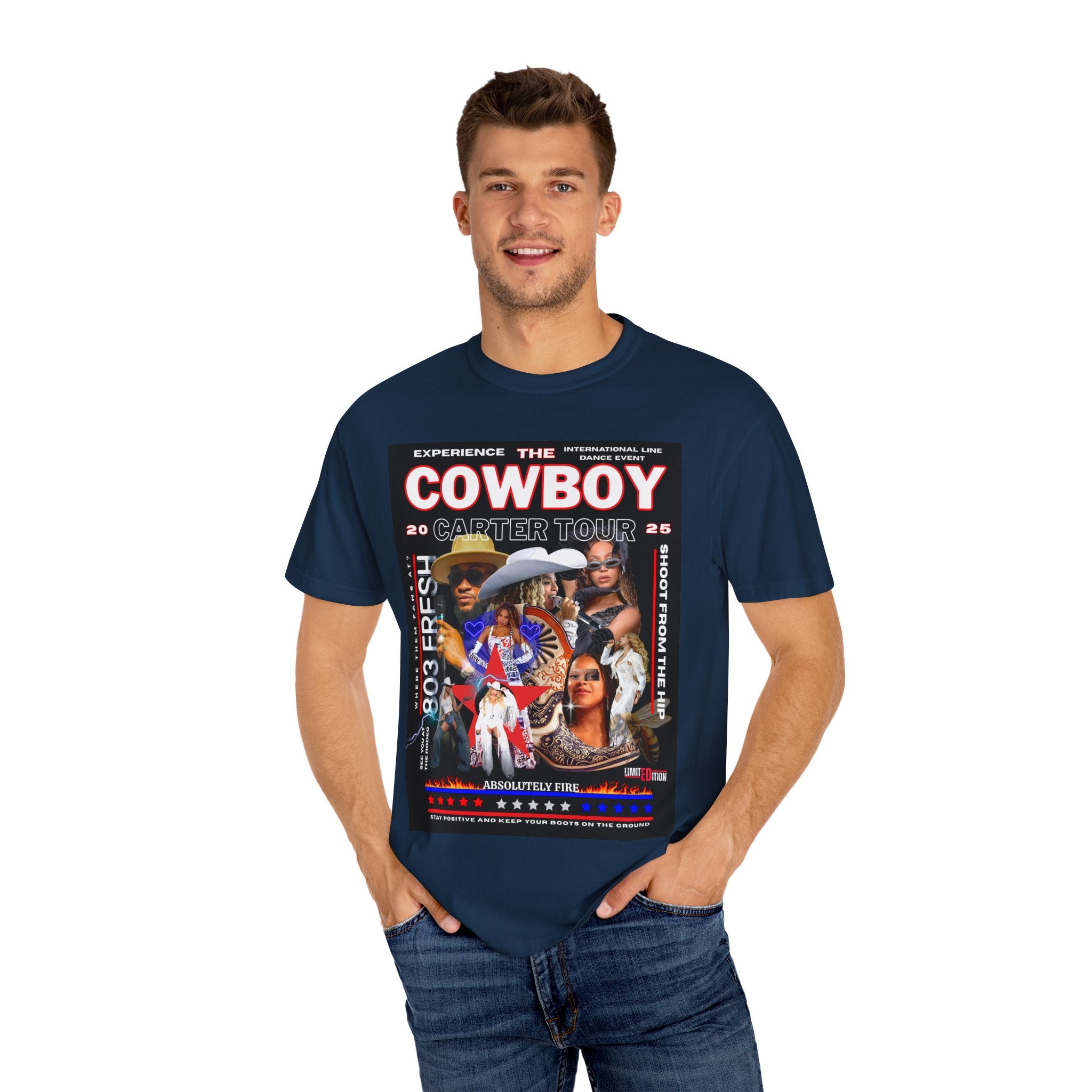 Retro Concert T-Shirt, Cowboy Tour Apparel, Vintage Band Tee, Music Festival Shirt, Unisex Garment-Dyed Top - Angel Body