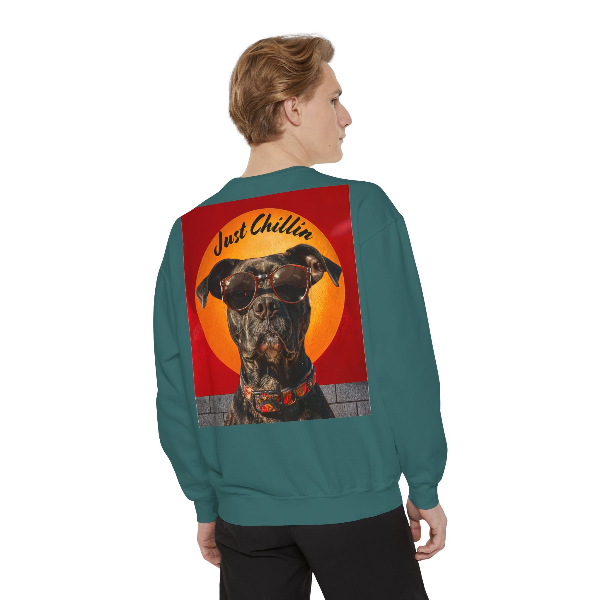 Pit Bull Terrier Dog Sunglasses Sweatshirt - Unisex Garment-Dyed