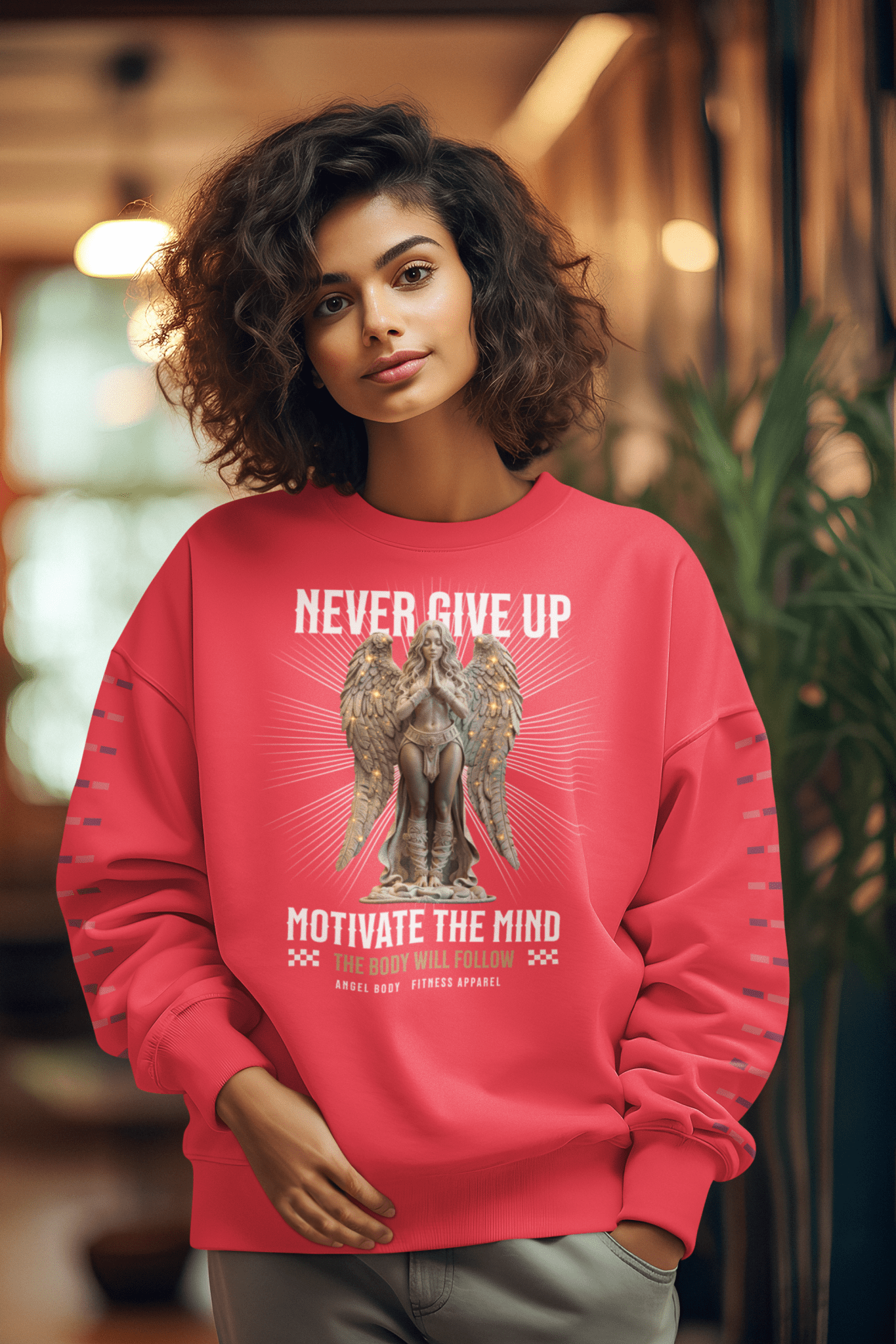 Unisex Garment - Dyed Sweatshirt: Never Give Up Motivate The Mind - Angel Body