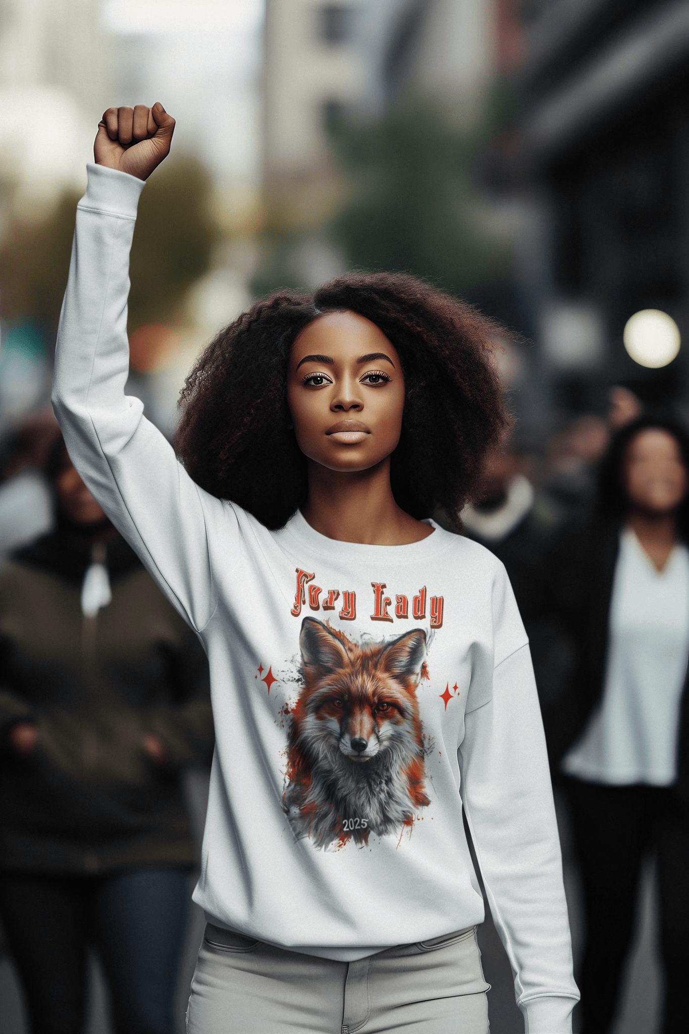 Unisex Garment - Dyed Sweatshirt: Wildlife Red Fox - with the words Foxy Lady - Angel Body